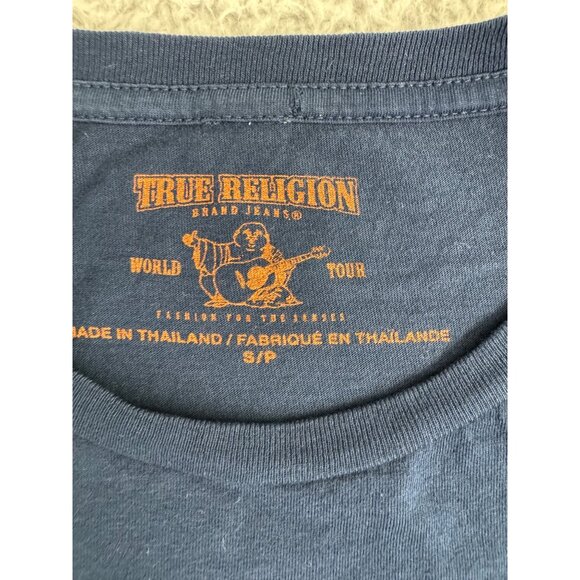 True Religion Mens Navy Graphic Tee S Lightweight Cotton Blend - Picture 2 of 8